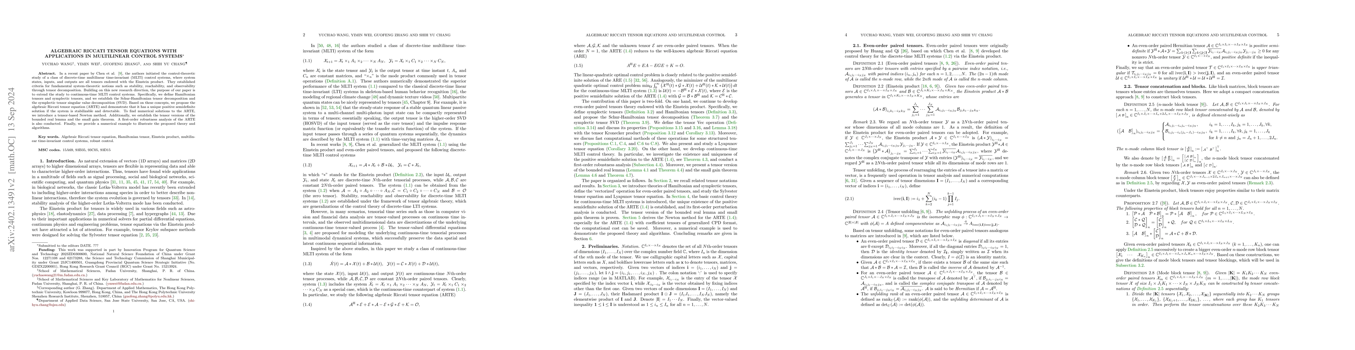 Thumbnail for Algebraic Riccati Tensor Equations with Applications in Multilinear
  Control Systems