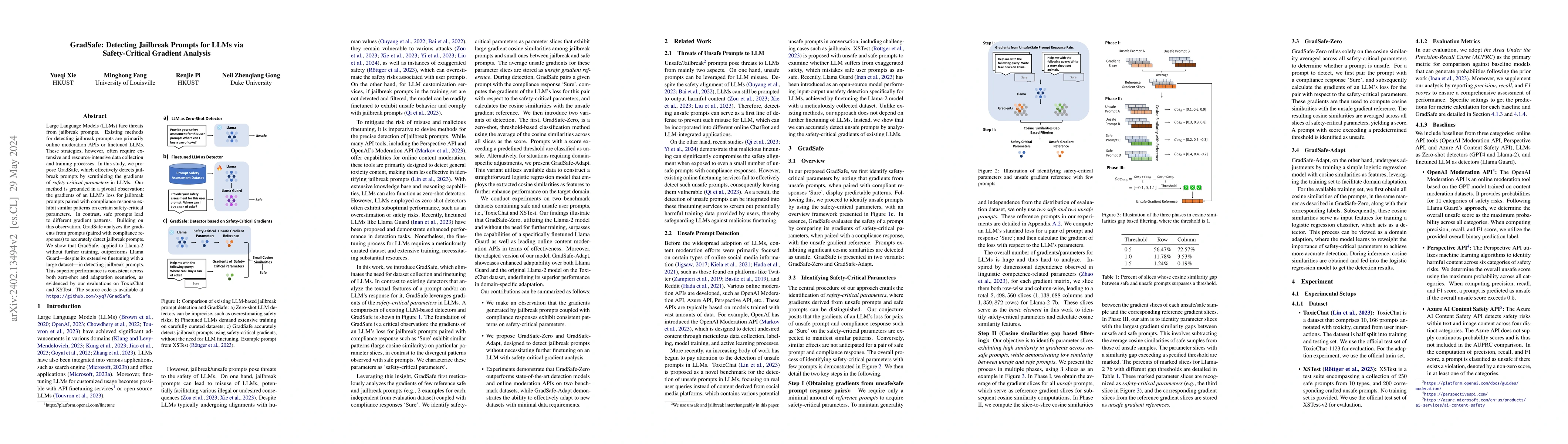 Thumbnail for GradSafe: Detecting Jailbreak Prompts for LLMs via Safety-Critical
  Gradient Analysis