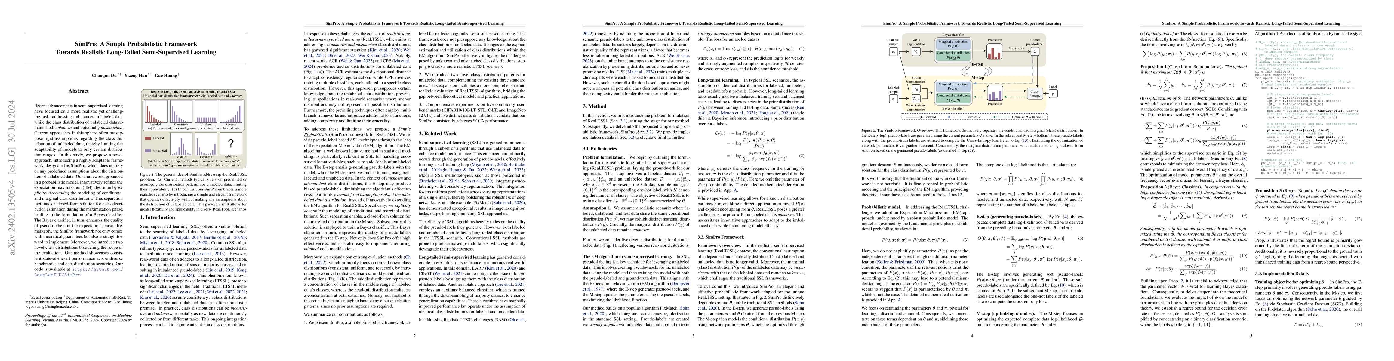 Thumbnail for SimPro: A Simple Probabilistic Framework Towards Realistic Long-Tailed
  Semi-Supervised Learning