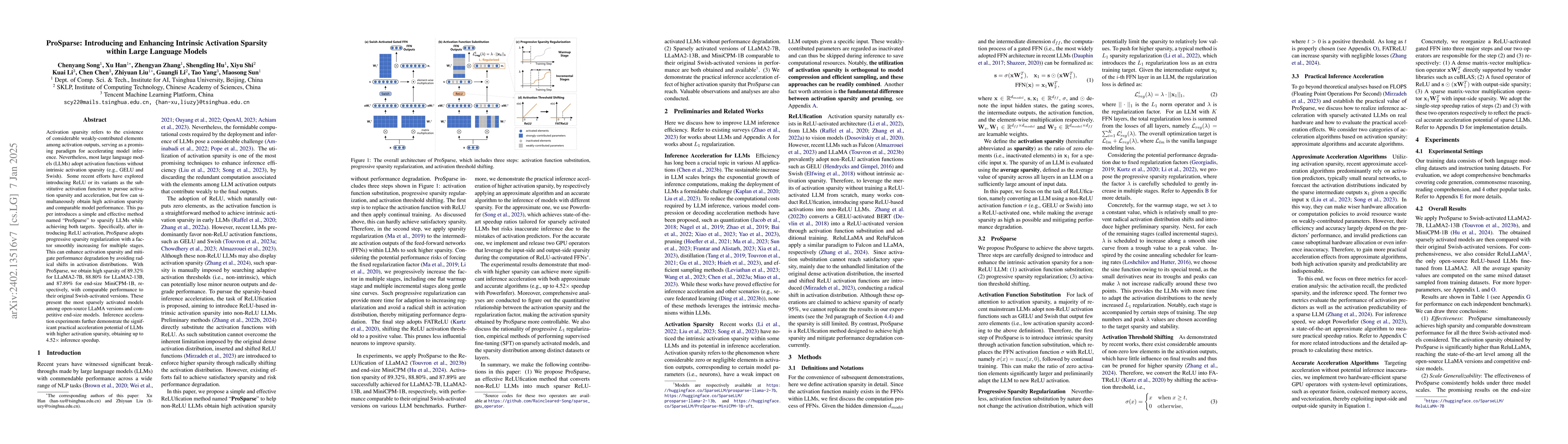 Thumbnail for ProSparse: Introducing and Enhancing Intrinsic Activation Sparsity
  within Large Language Models