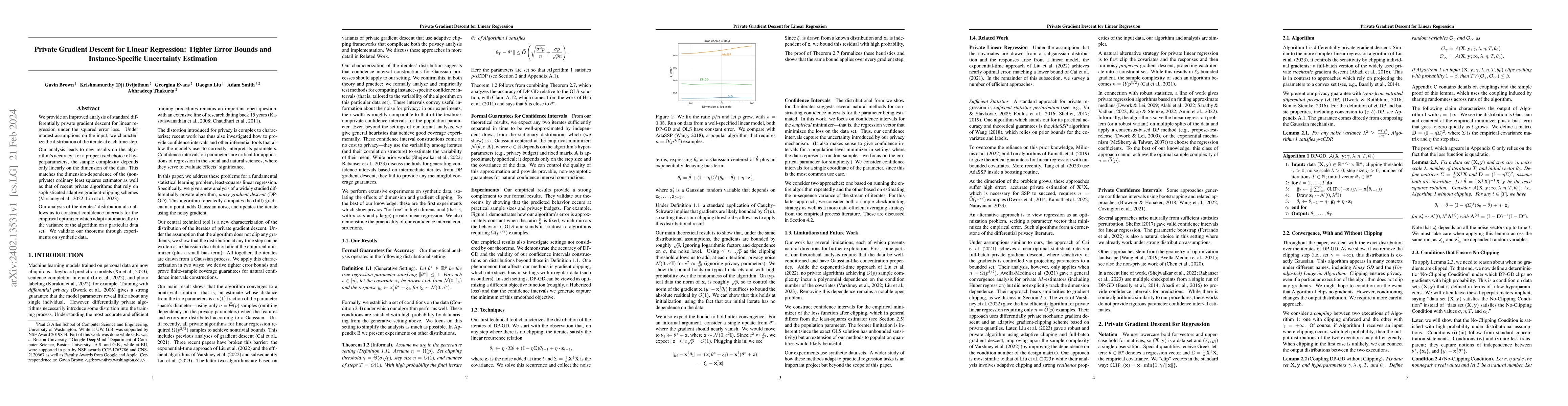 Thumbnail for Private Gradient Descent for Linear Regression: Tighter Error Bounds and
  Instance-Specific Uncertainty Estimation