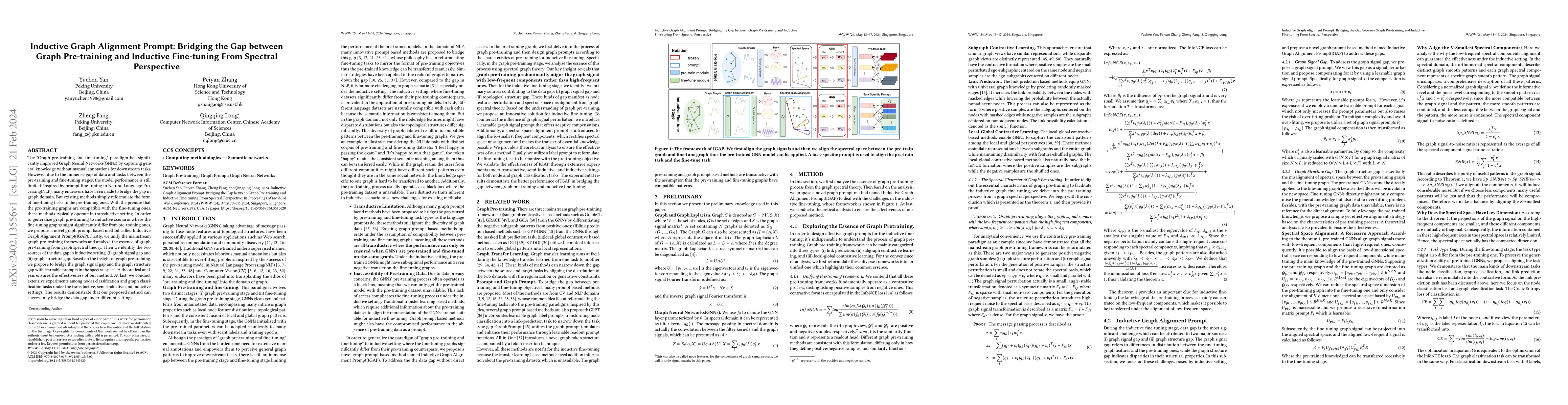 Thumbnail for Inductive Graph Alignment Prompt: Bridging the Gap between Graph
  Pre-training and Inductive Fine-tuning From Spectral Perspective