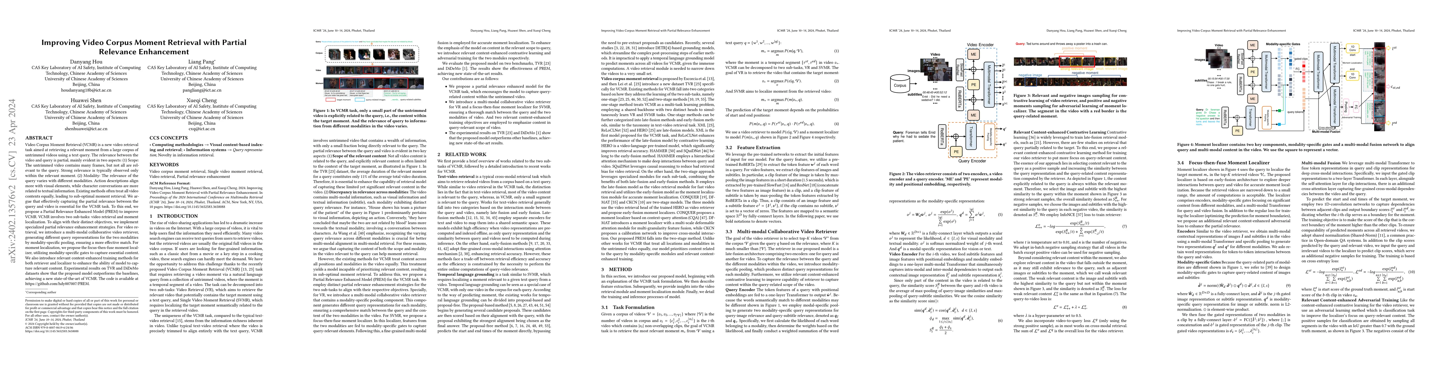 Thumbnail for Improving Video Corpus Moment Retrieval with Partial Relevance
  Enhancement