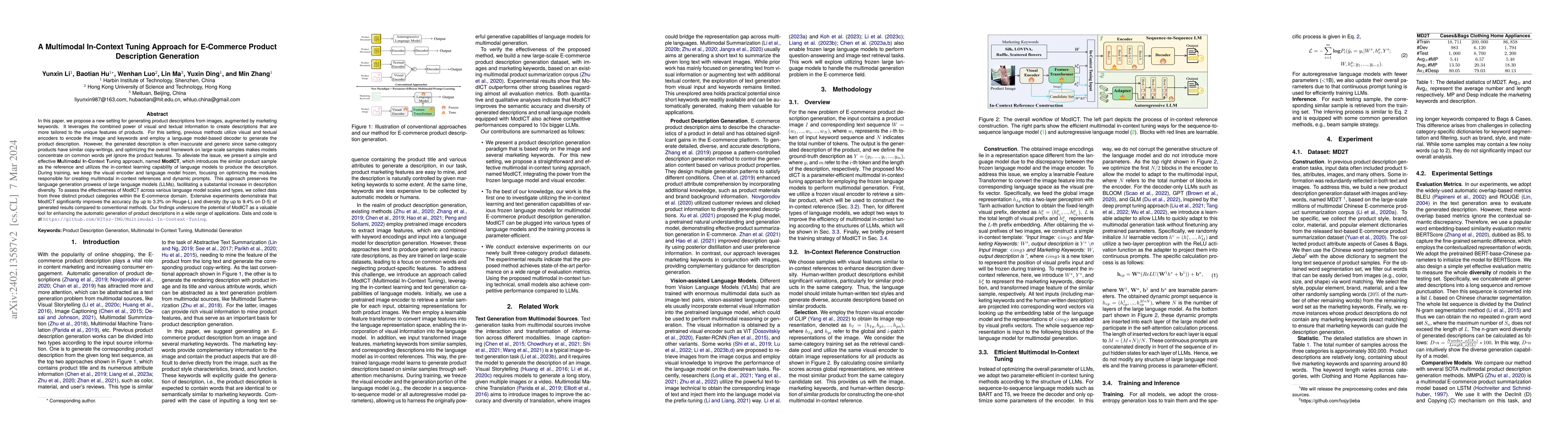 Thumbnail for A Multimodal In-Context Tuning Approach for E-Commerce Product
  Description Generation