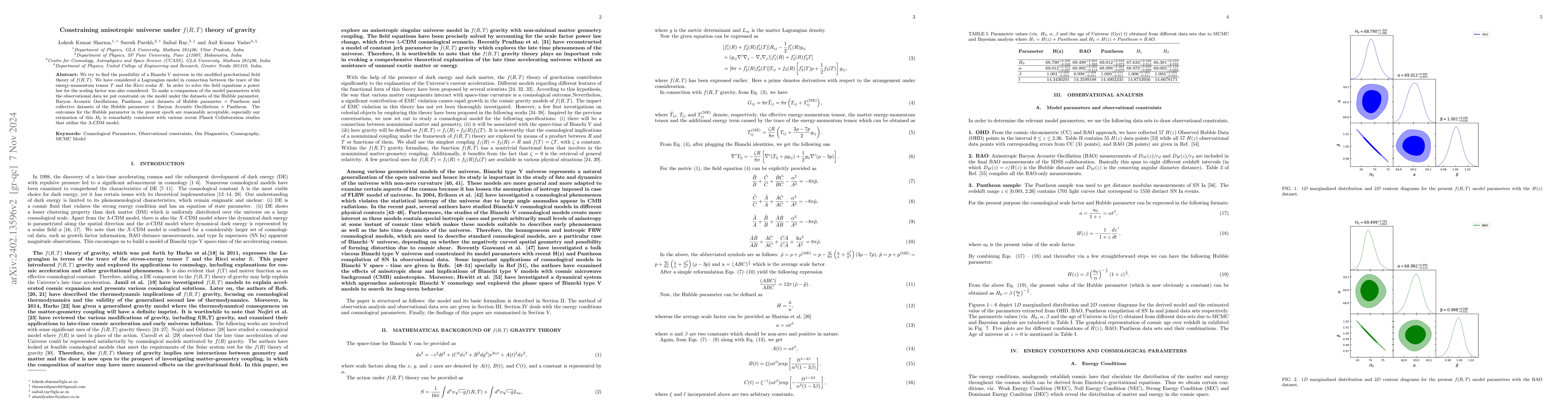 Thumbnail for Constraining anisotropic universe under $f(R,T)$ theory of gravity