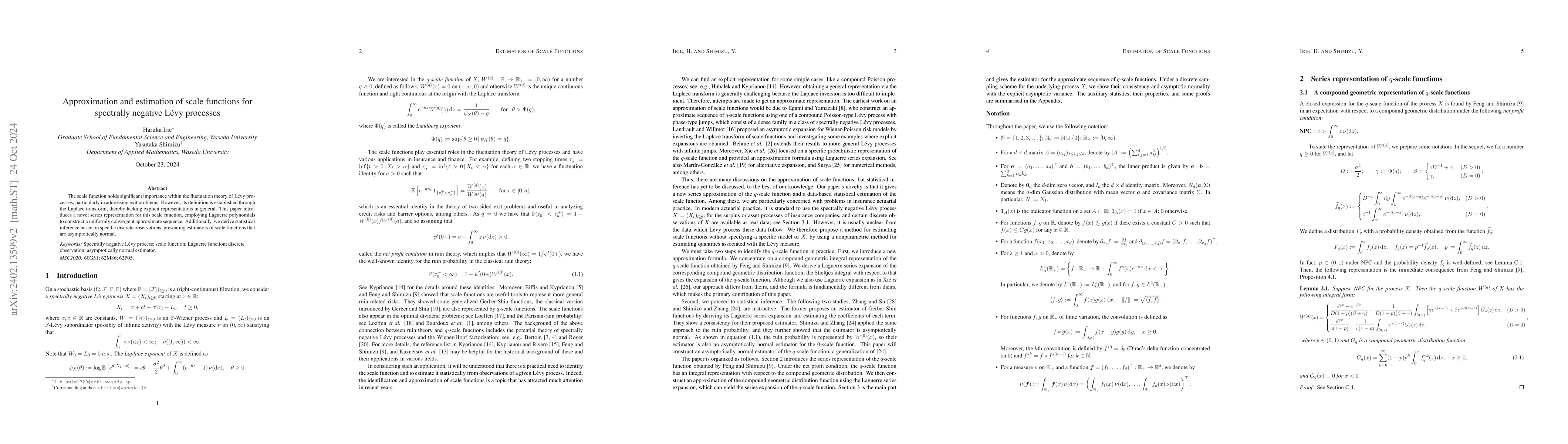 Thumbnail for Approximation and estimation of scale functions for spectrally negative
  Levy processes