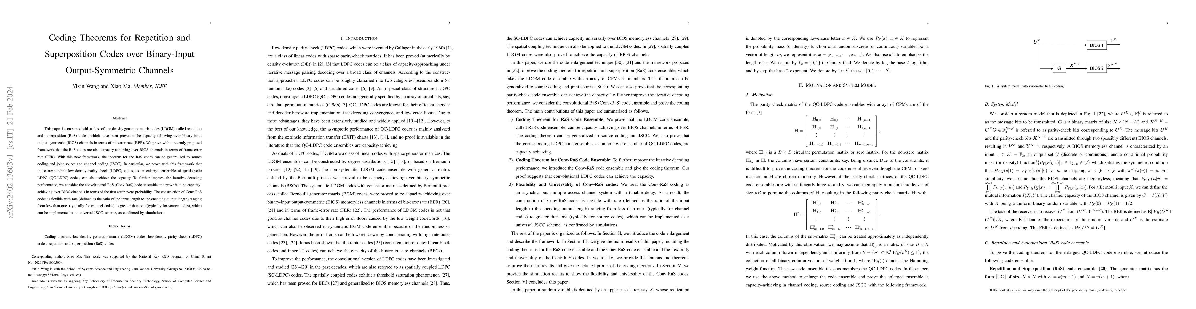 Thumbnail for Coding Theorems for Repetition and Superposition Codes over Binary-Input
  Output-Symmetric Channels