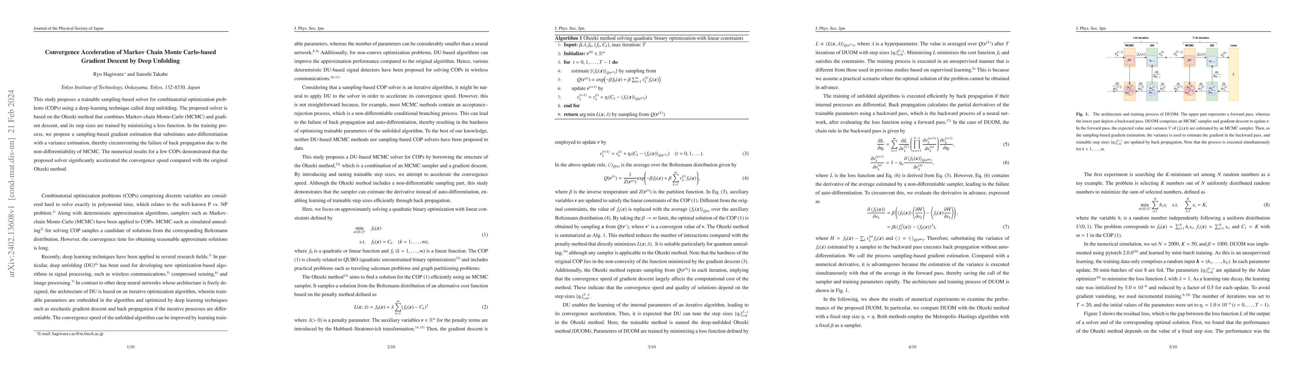 Thumbnail for Convergence Acceleration of Markov Chain Monte Carlo-based Gradient
  Descent by Deep Unfolding