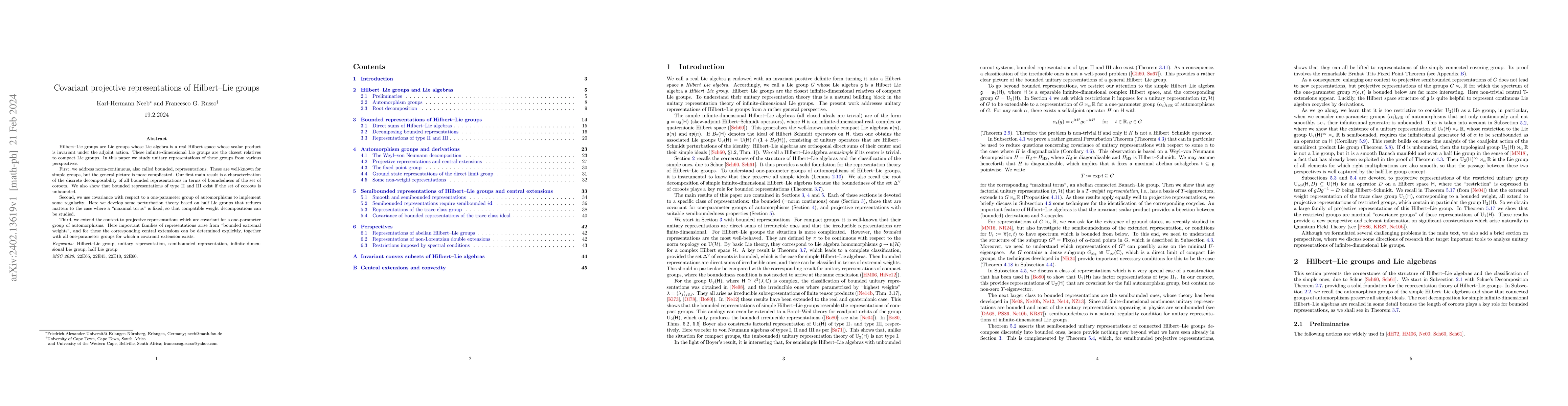 Thumbnail for Covariant projective representations of Hilbert-Lie groups