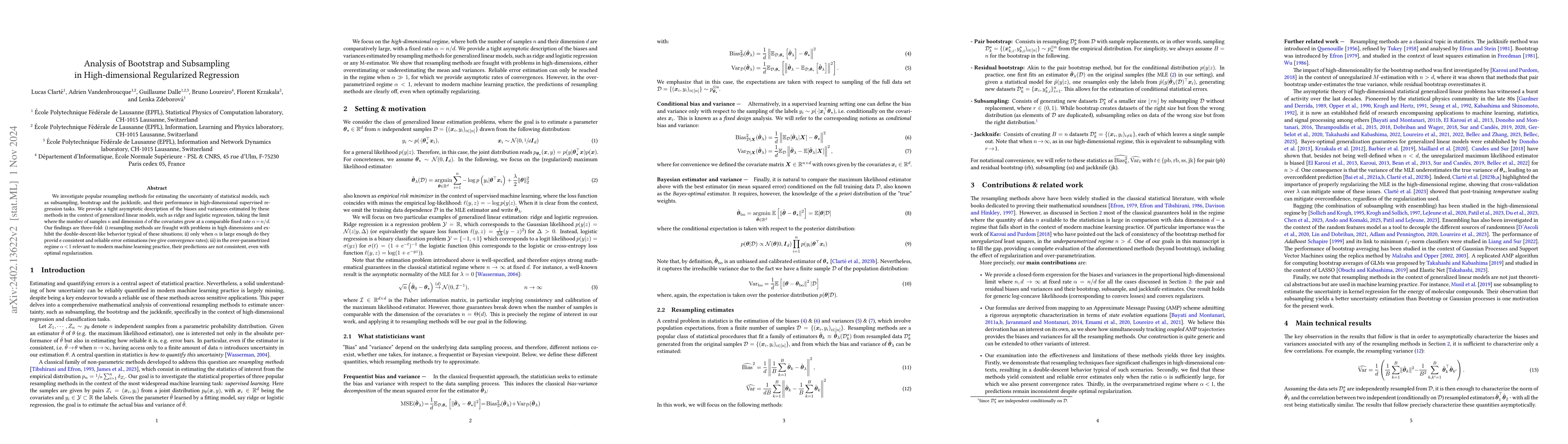 Thumbnail for Analysis of Bootstrap and Subsampling in High-dimensional Regularized
  Regression