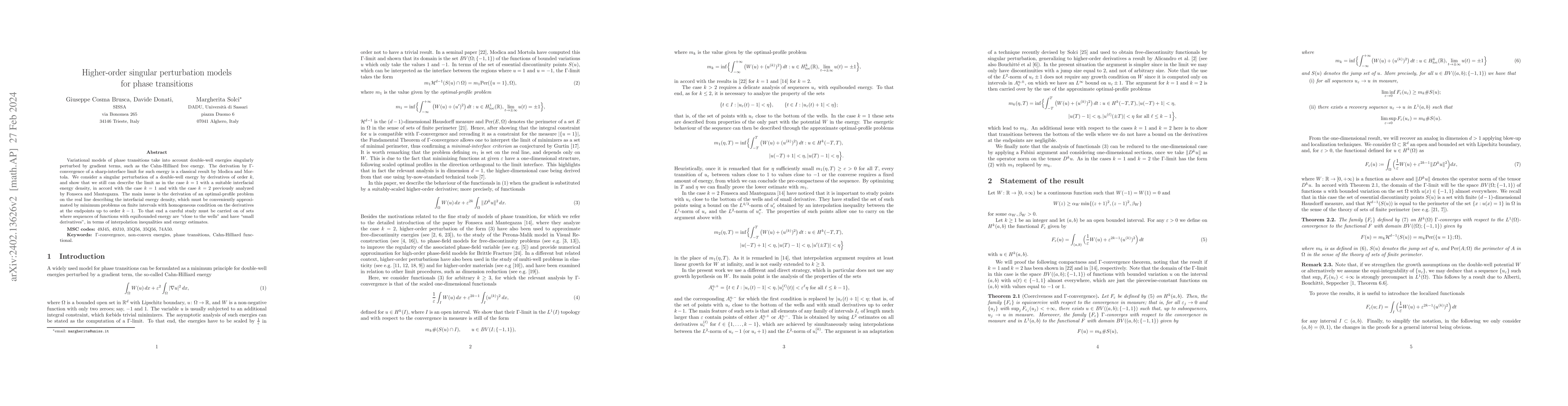 Thumbnail for Higher-order singular perturbation models for phase transitions