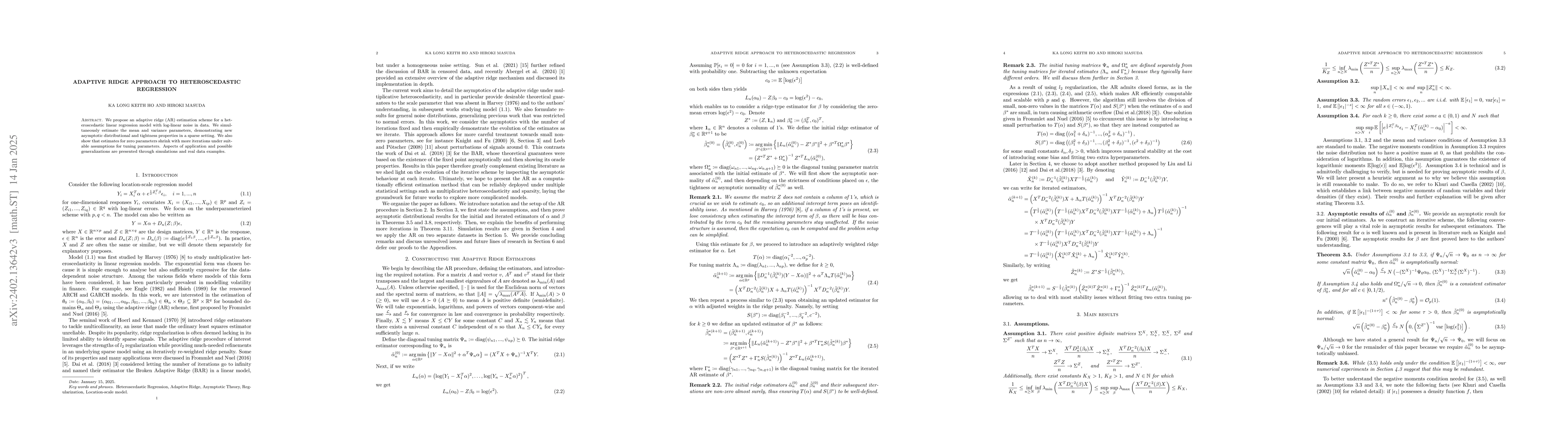 Thumbnail for Adaptive Ridge Approach to Heteroscedastic Regression