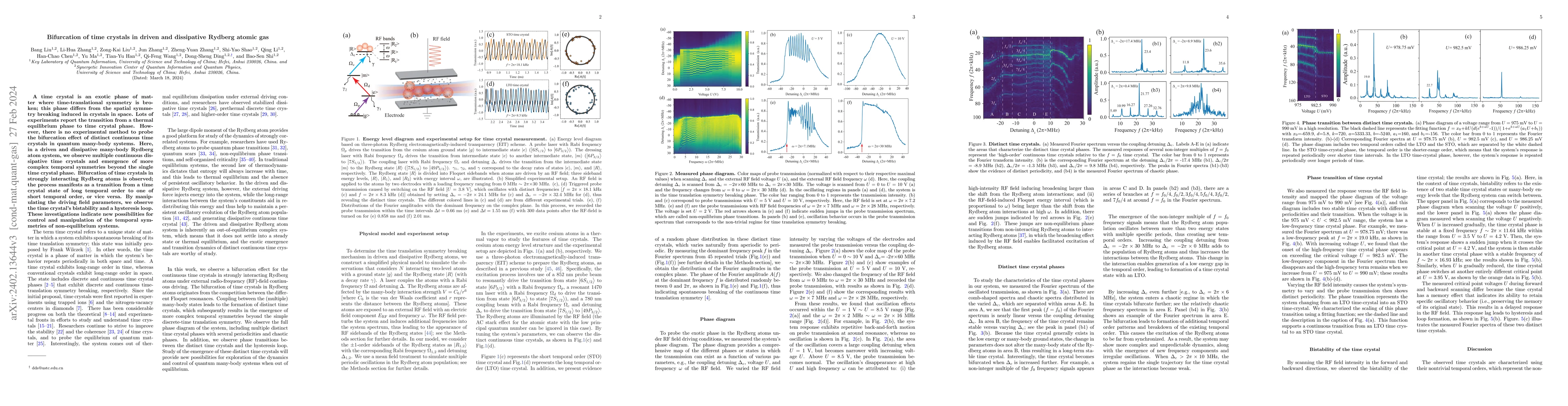 Thumbnail for Bifurcation of time crystals in driven and dissipative Rydberg atomic
  gas