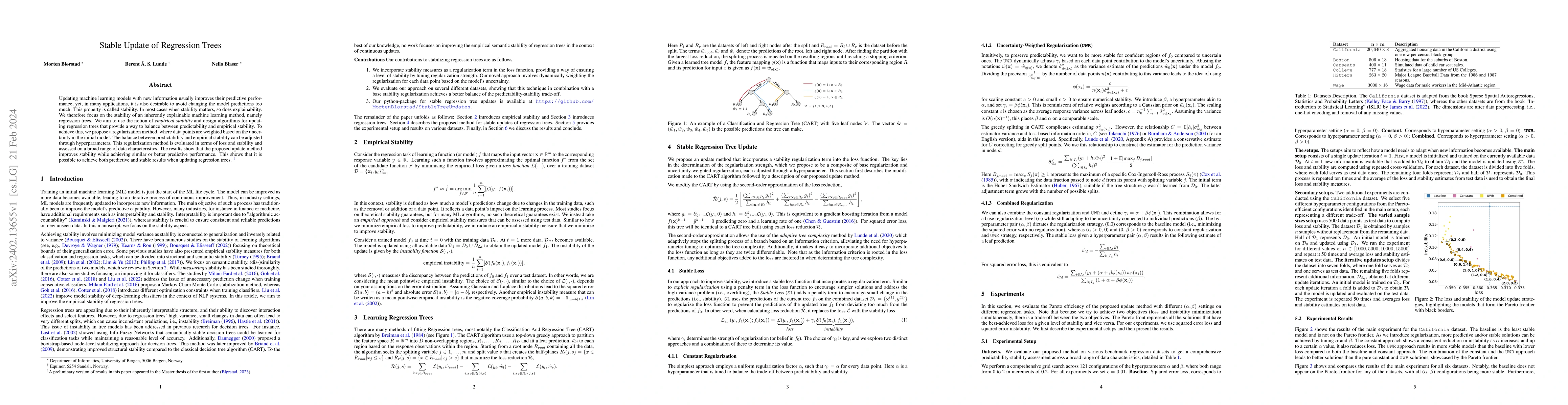 Thumbnail for Stable Update of Regression Trees