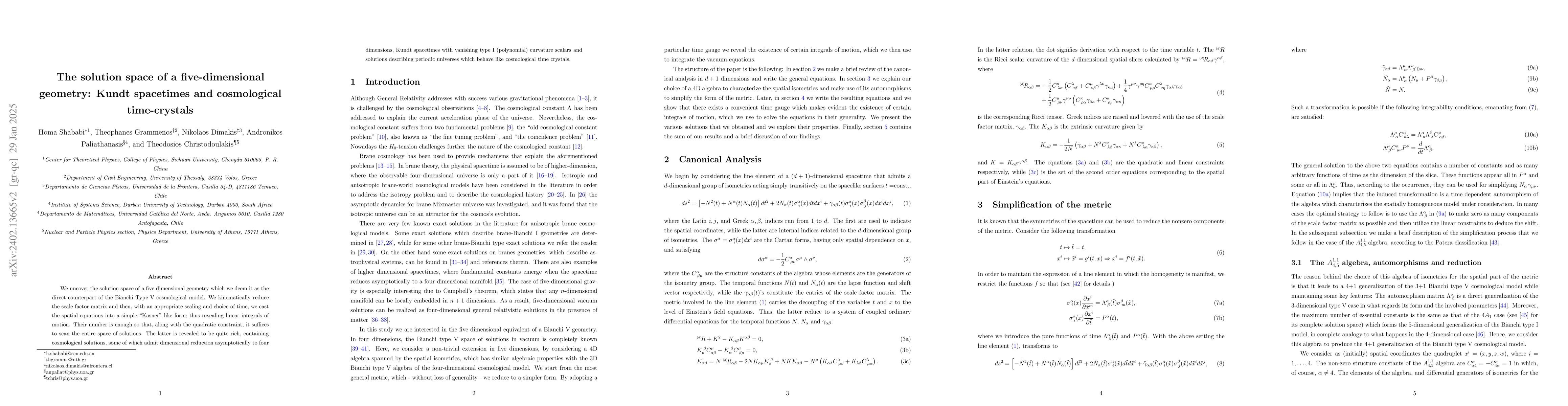 Thumbnail for A five-dimensional Bianchi type V-like extension