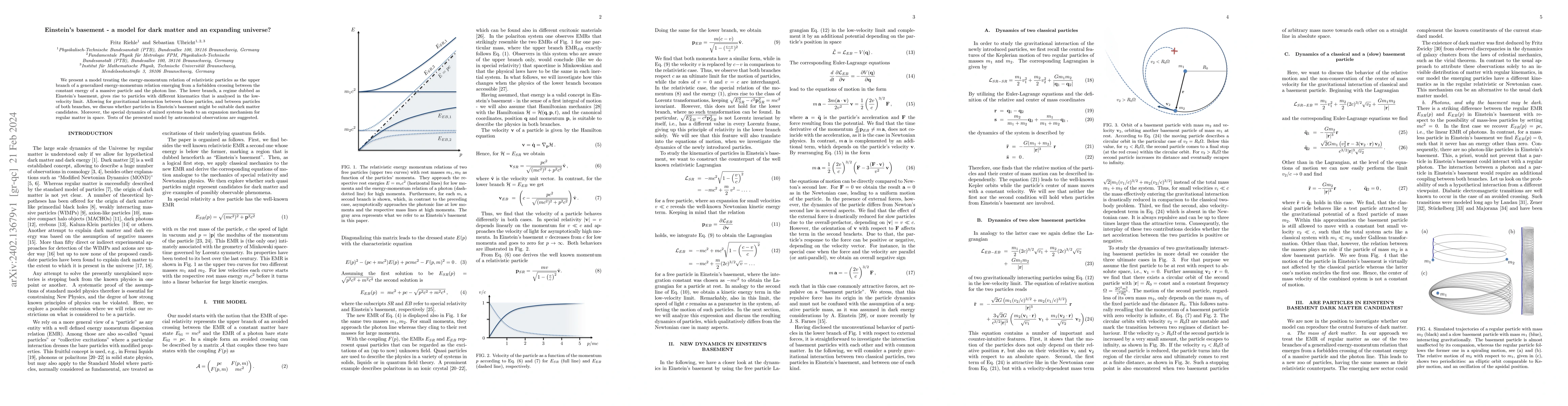 Thumbnail for Einstein's basement -- a model for dark matter and an expanding
  universe?