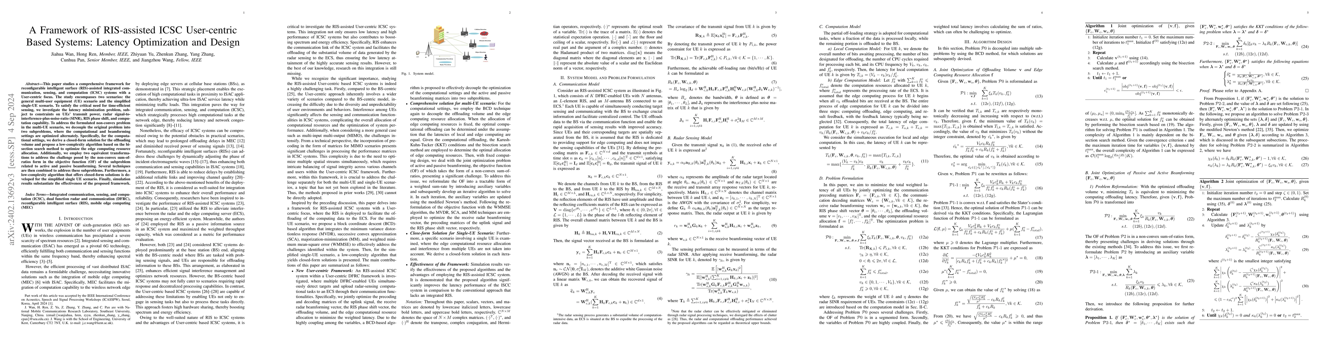 Thumbnail for Reconfigurable Intelligent Surface assisted Integrated Communication,
  Sensing, and Computation Systems