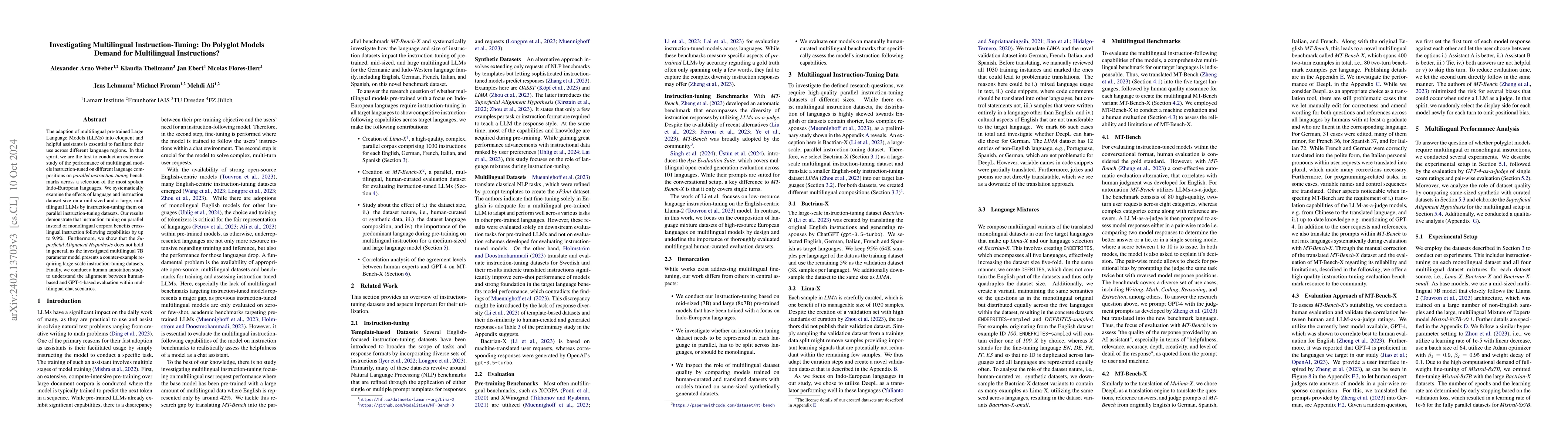 Thumbnail for Investigating Multilingual Instruction-Tuning: Do Polyglot Models Demand
  for Multilingual Instructions?