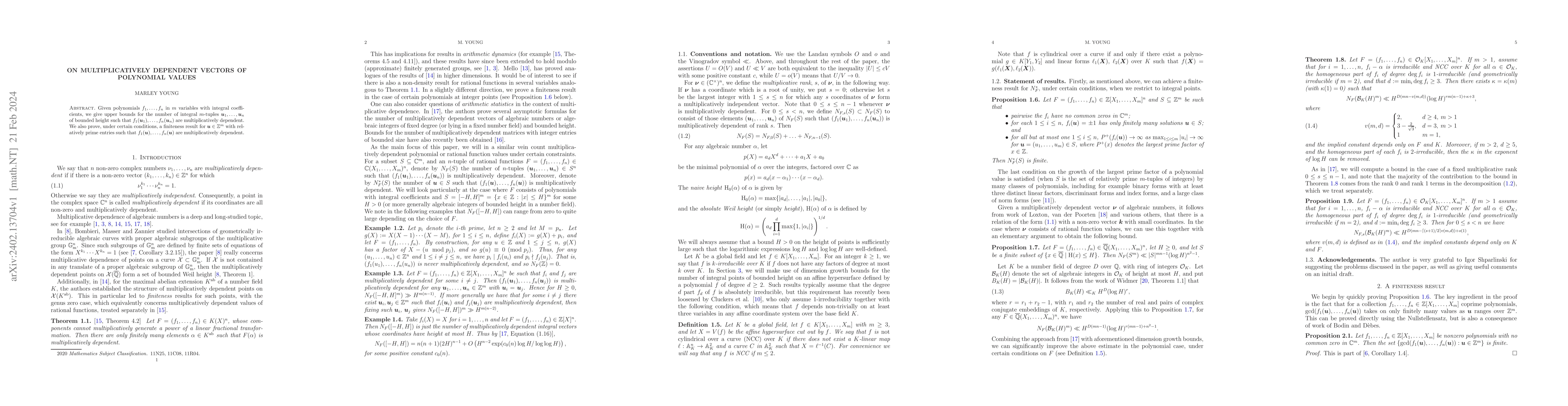Thumbnail for On multiplicatively dependent vectors of polynomial values