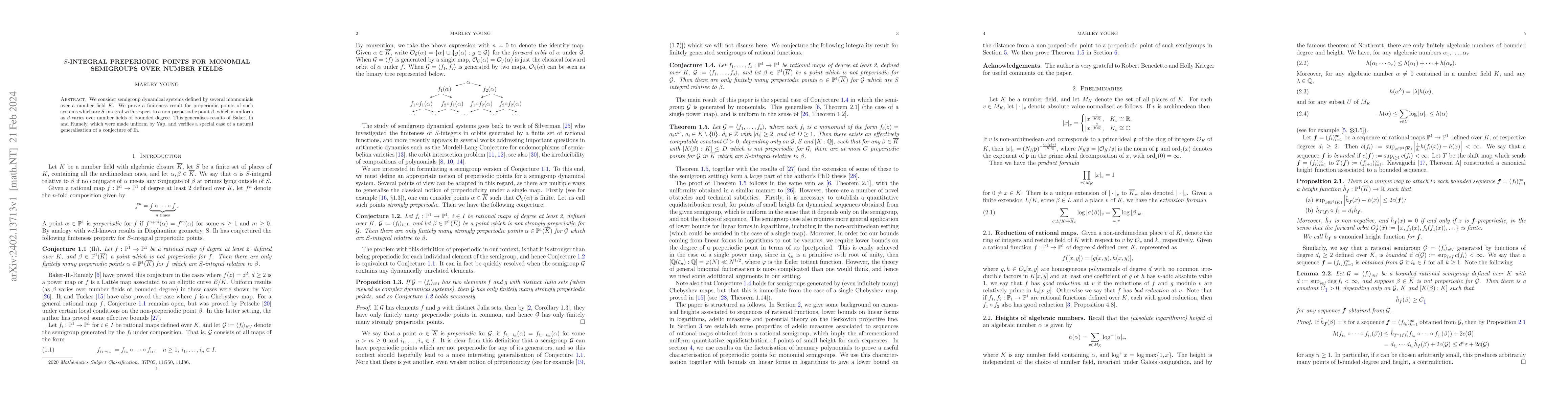 Thumbnail for $S$-integral preperiodic points for monomial semigroups over number
  fields