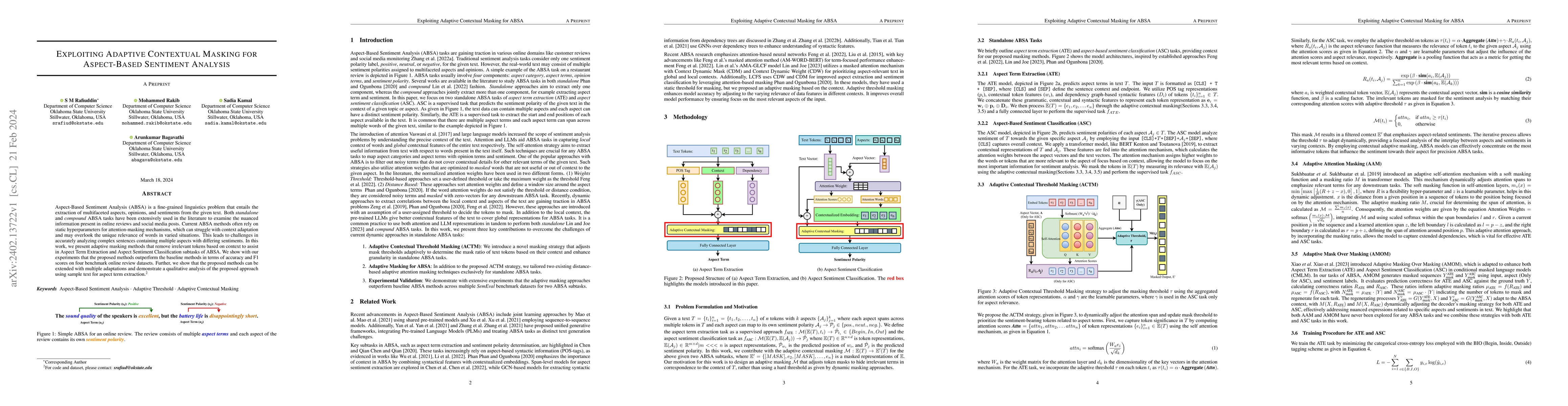 Thumbnail for Exploiting Adaptive Contextual Masking for Aspect-Based Sentiment
  Analysis