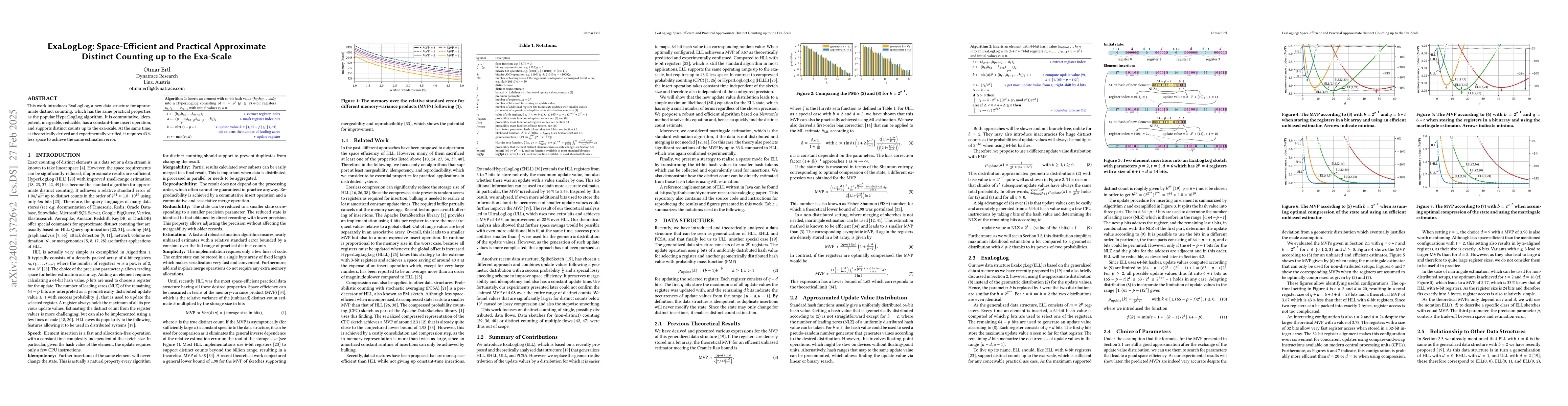 Thumbnail for ExaLogLog: Space-Efficient and Practical Approximate Distinct Counting
  up to the Exa-Scale
