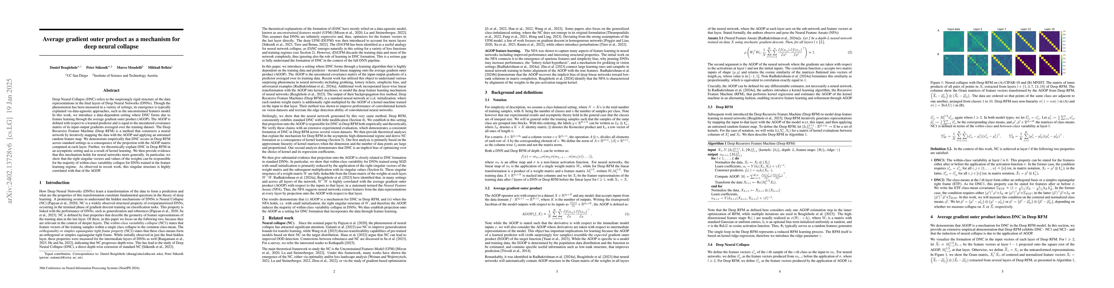 Thumbnail for Average gradient outer product as a mechanism for deep neural collapse