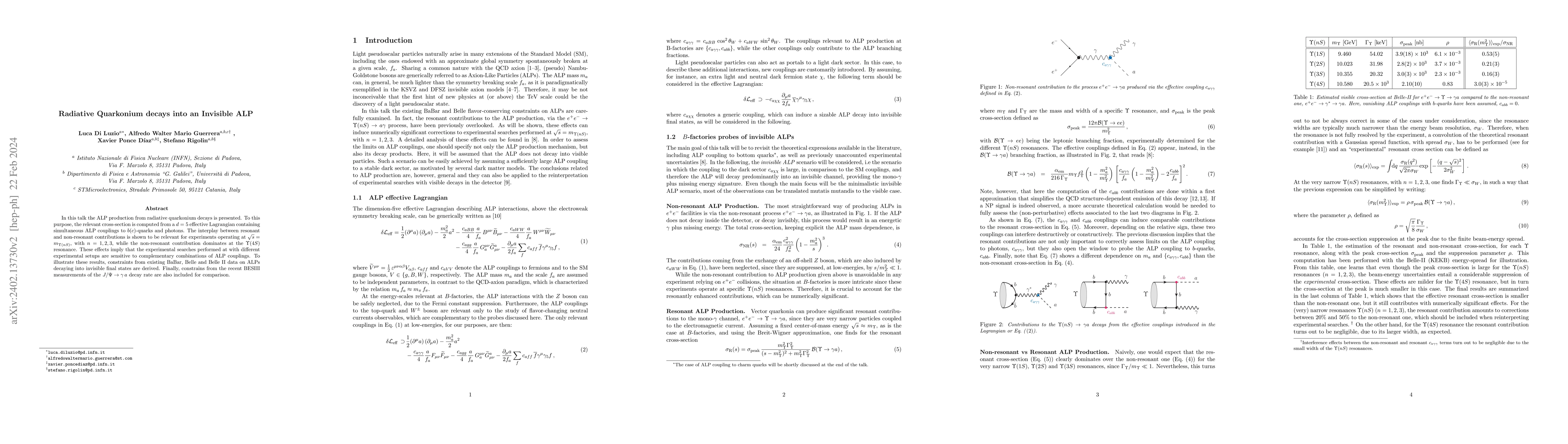 Thumbnail for Radiative Quarkonium decays into an Invisible ALP