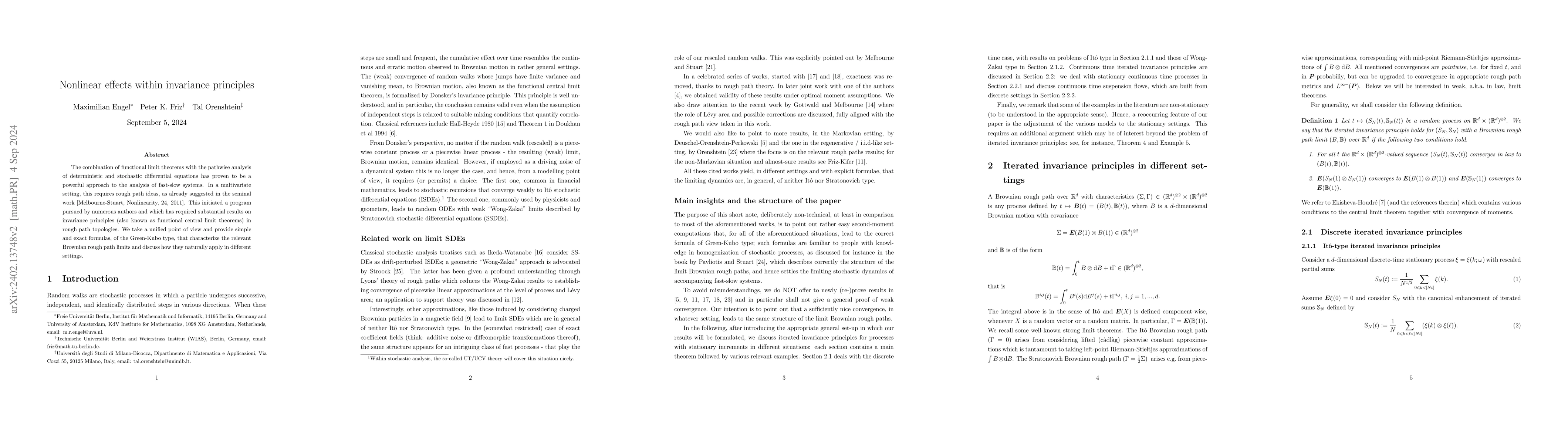 Thumbnail for Nonlinear effects within invariance principles