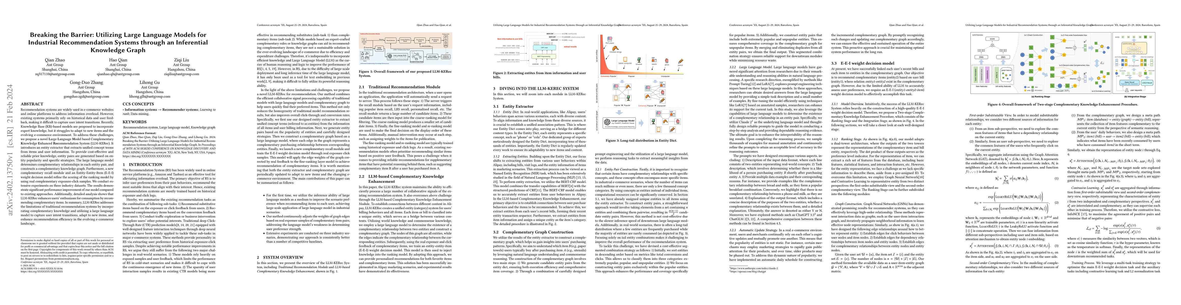 Thumbnail for Breaking the Barrier: Utilizing Large Language Models for Industrial
  Recommendation Systems through an Inferential Knowledge Graph