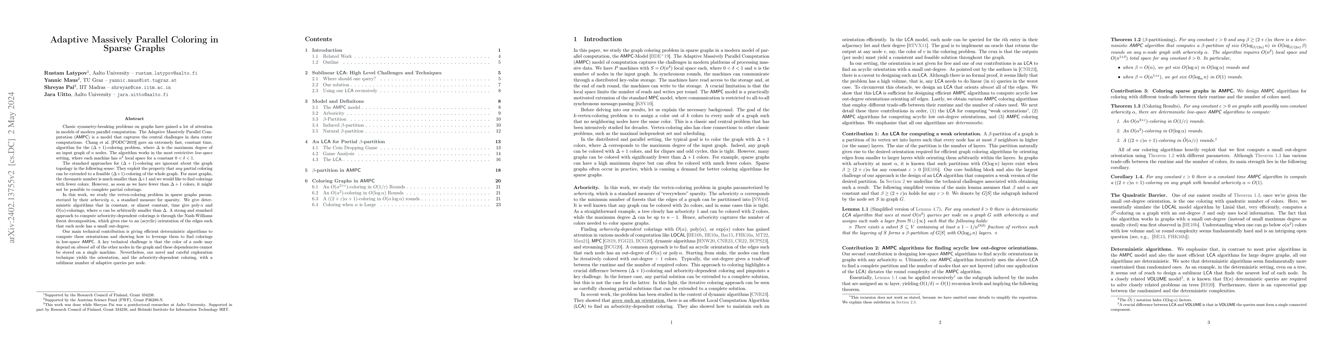 Thumbnail for Adaptive Massively Parallel Coloring in Sparse Graphs