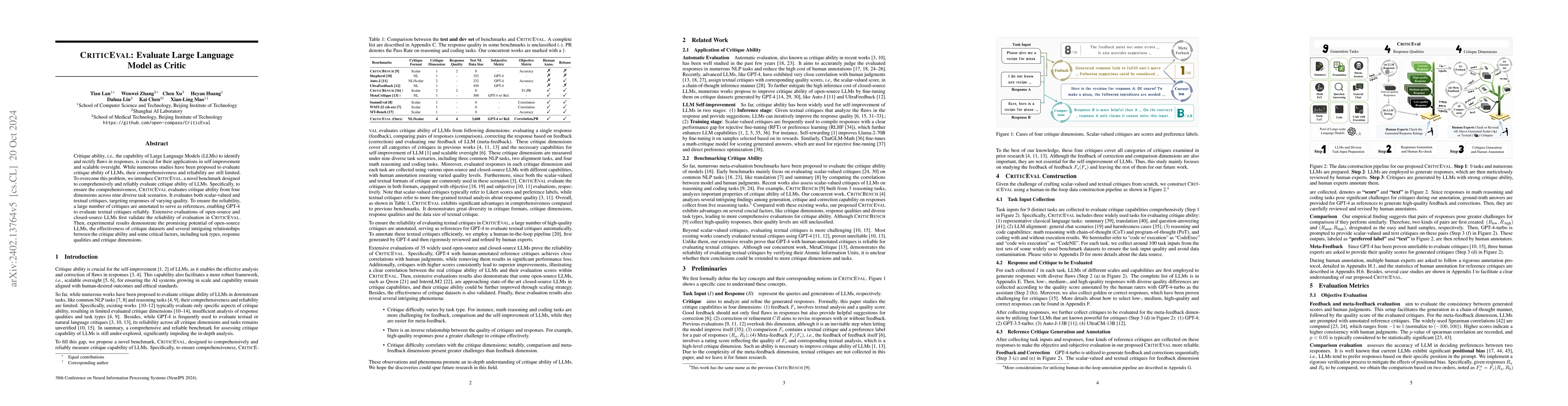 Thumbnail for CriticBench: Evaluating Large Language Models as Critic