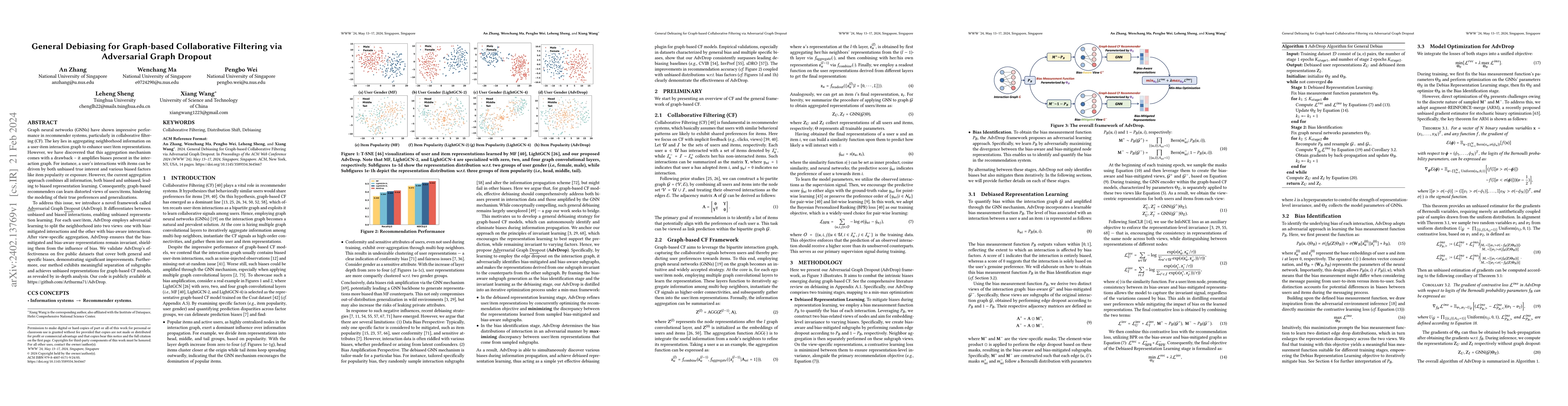 Thumbnail for General Debiasing for Graph-based Collaborative Filtering via
  Adversarial Graph Dropout