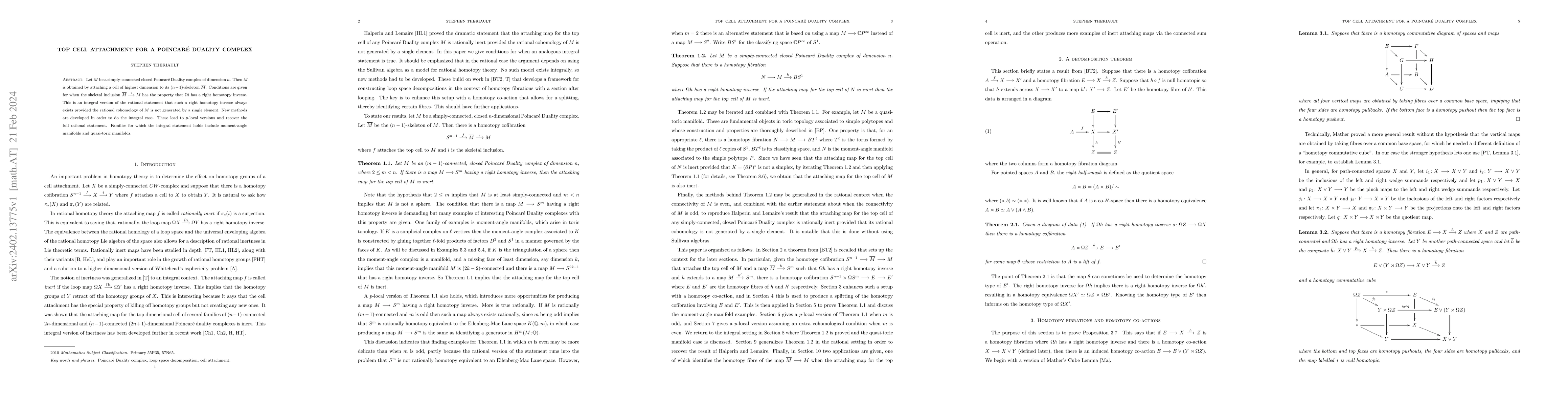 Thumbnail for Top cell attachment for a Poincare Duality complex