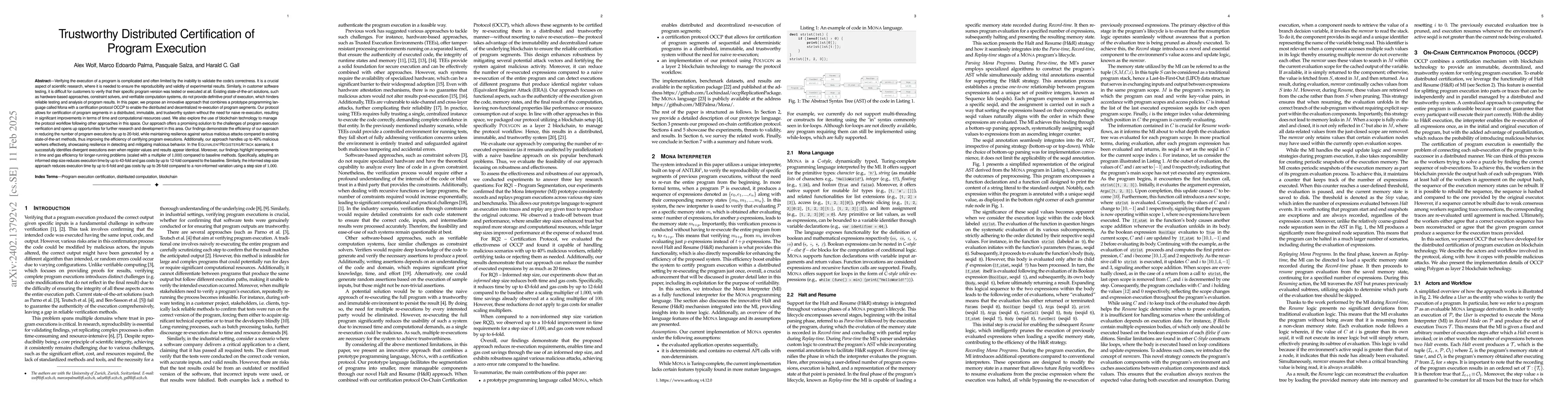 Thumbnail for Trustworthy Distributed Certification of Program Execution