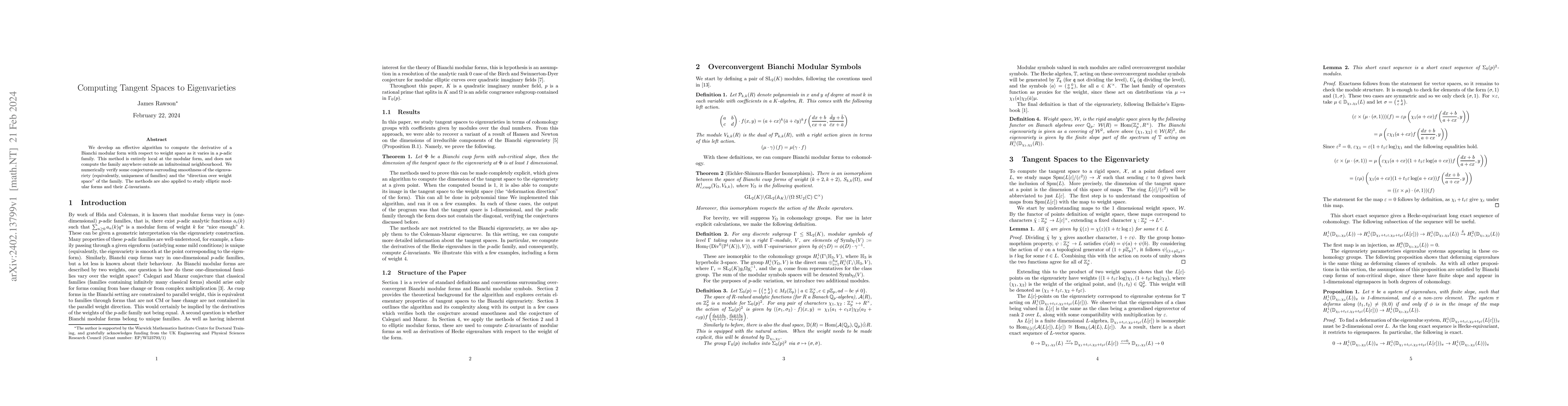 Thumbnail for Computing Tangent Spaces to Eigenvarieties