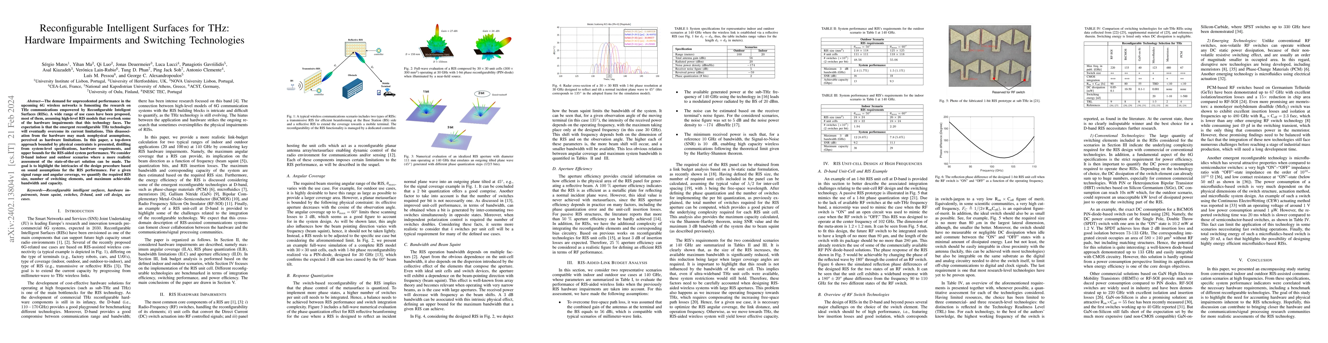 Thumbnail for Reconfigurable Intelligent Surfaces for THz: Hardware Impairments and
  Switching Technologies
