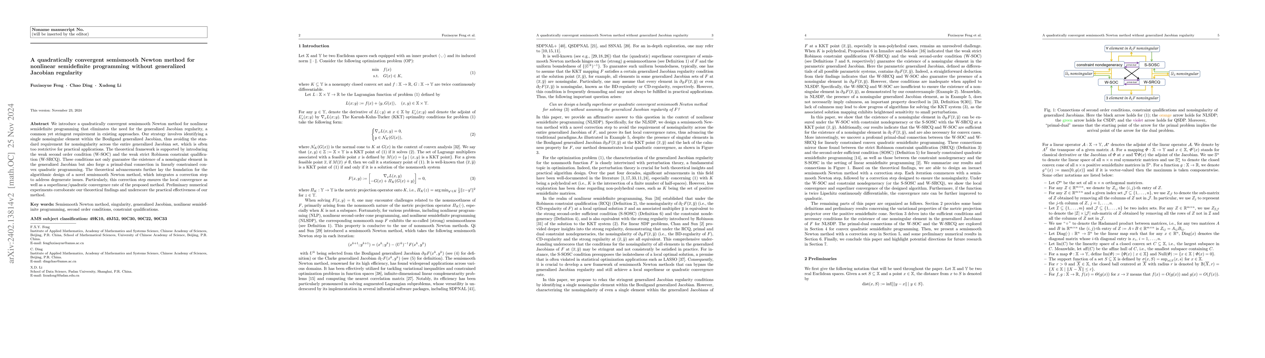 Thumbnail for A quadratically convergent semismooth Newton method for nonlinear
  semidefinite programming without the subdifferential regularity