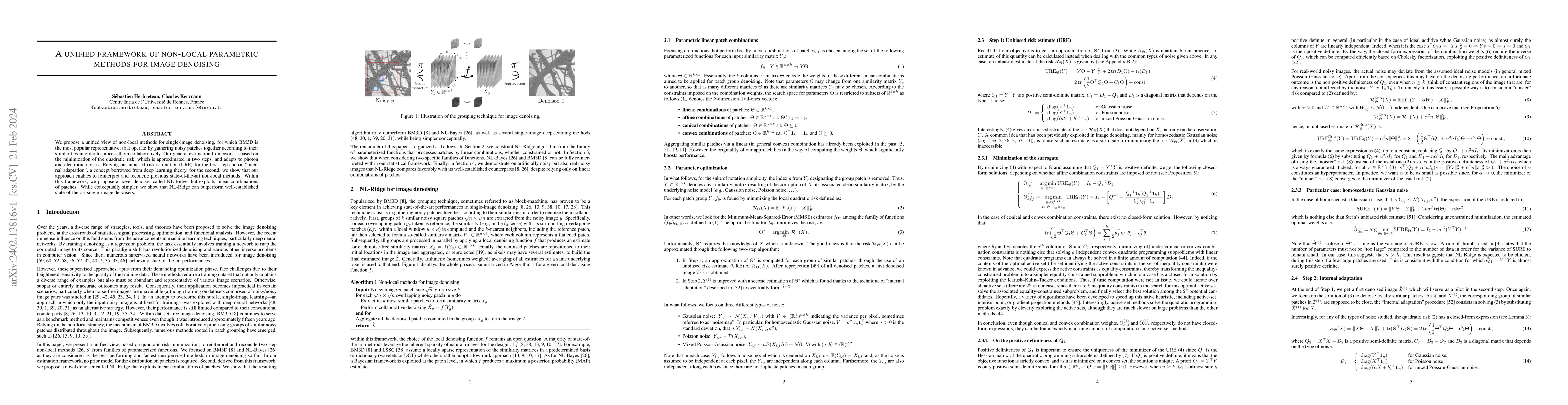 Thumbnail for A unified framework of non-local parametric methods for image denoising