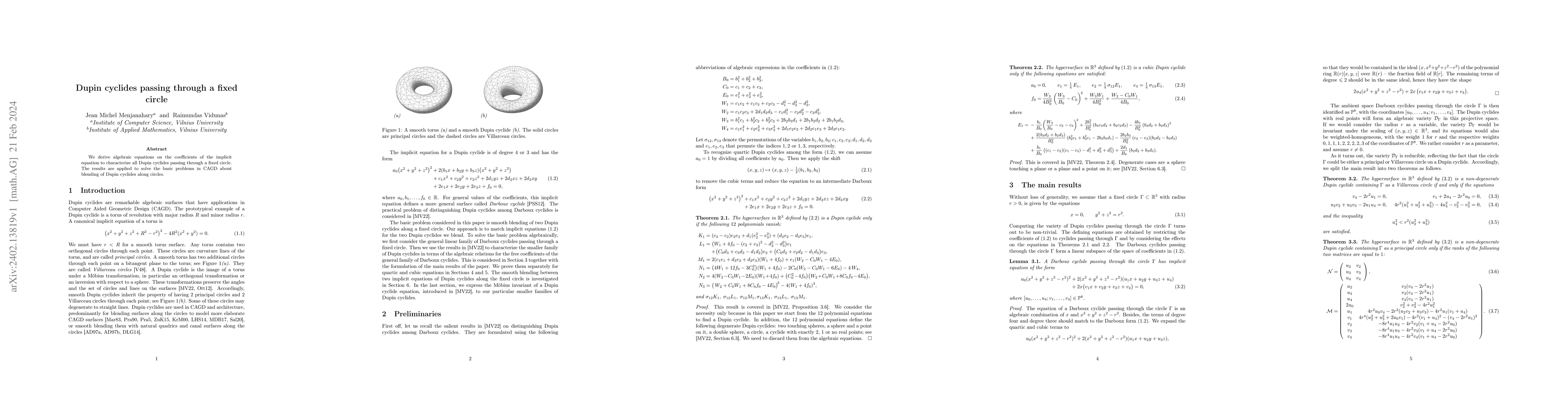 Thumbnail for Dupin cyclides passing through a fixed circle
