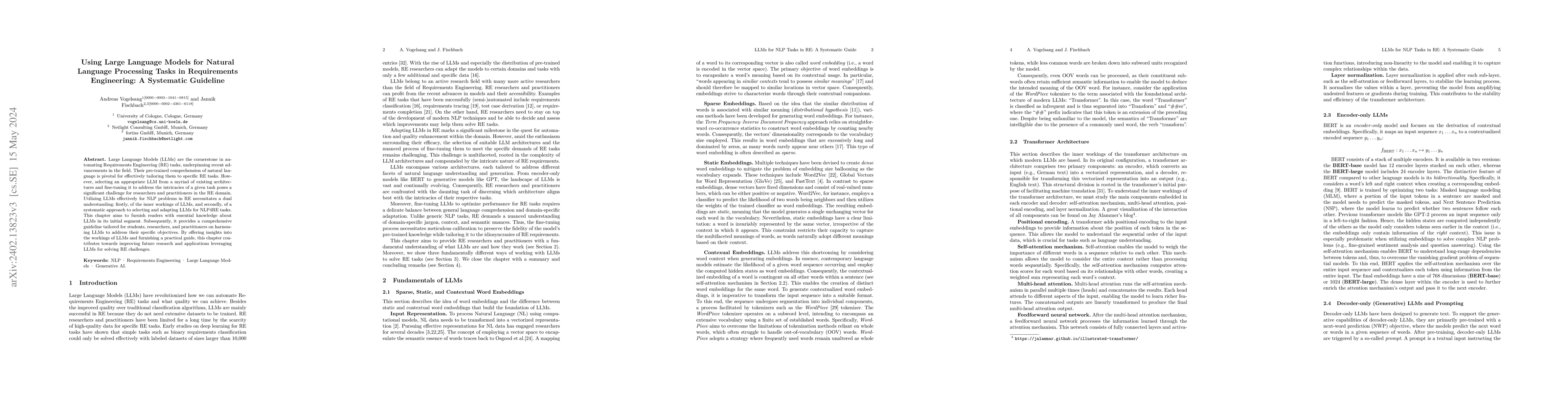 Thumbnail for Using Large Language Models for Natural Language Processing Tasks in
  Requirements Engineering: A Systematic Guideline