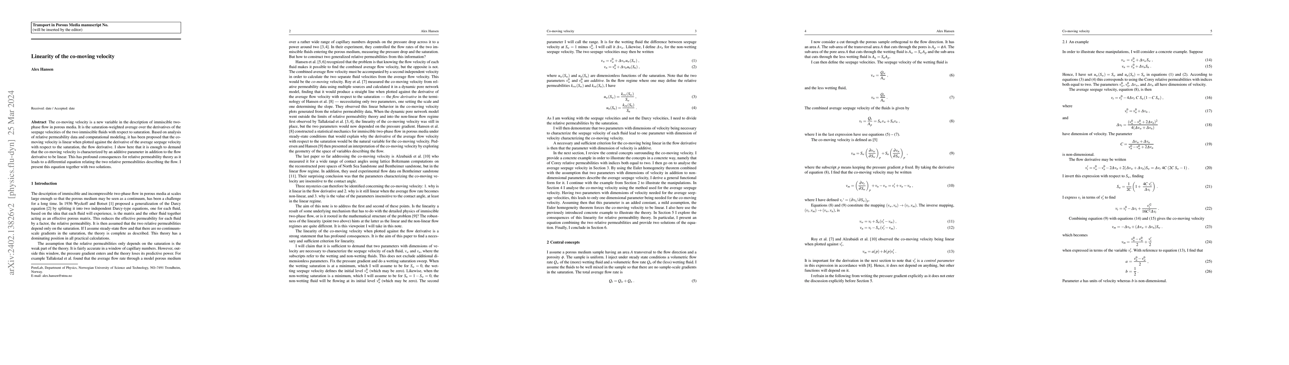 Thumbnail for Linearity of the co-moving velocity