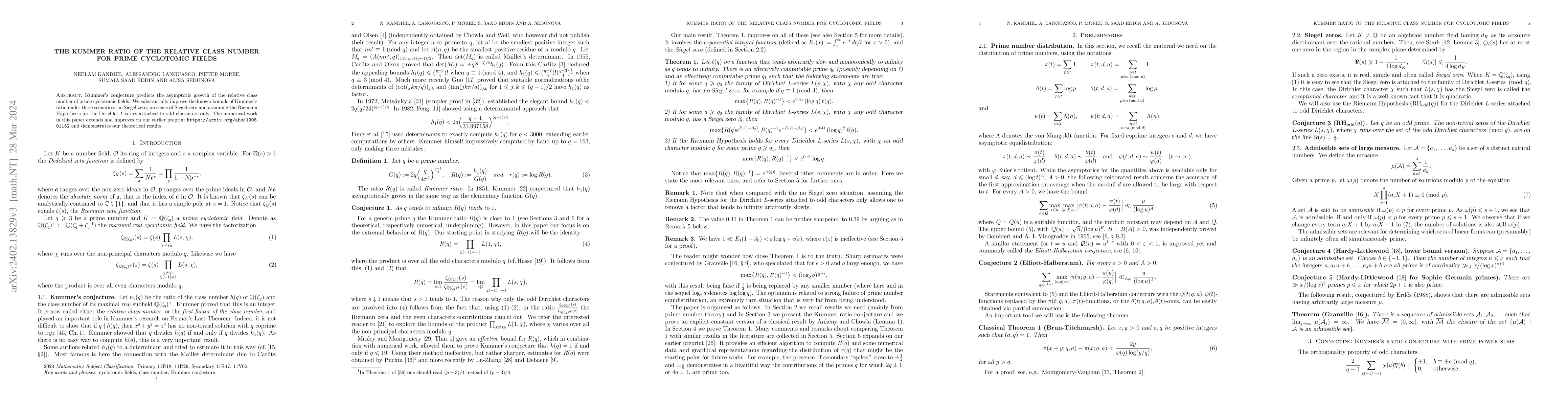 Thumbnail for The Kummer ratio of the relative class number for prime cyclotomic
  fields