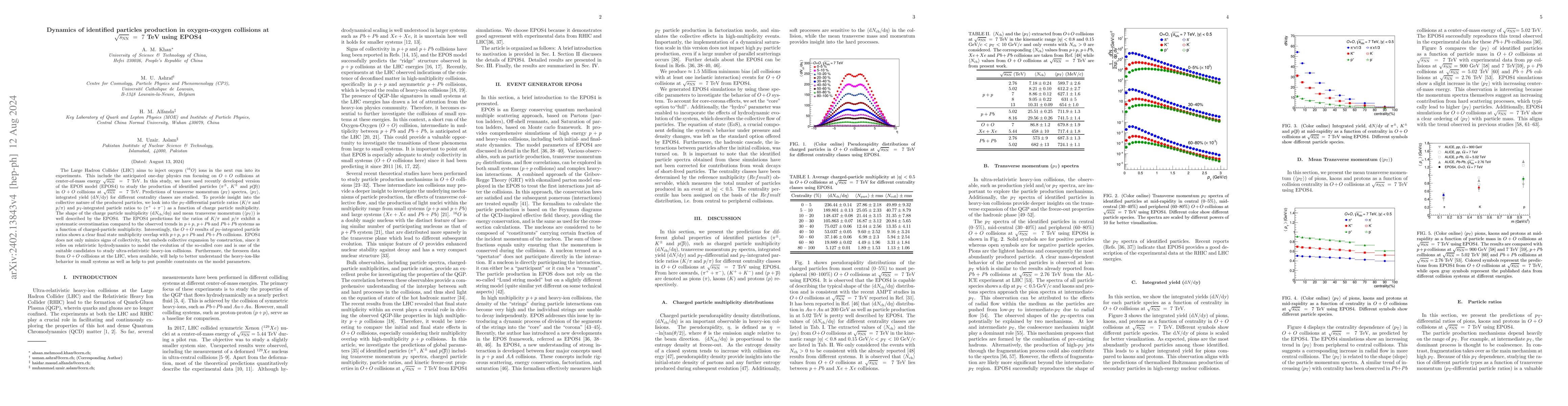 Thumbnail for Dynamics of identified particles production in oxygen-oxygen collisions
  at \sqrt{s_{\mathrm{NN}} = 7 TeV using EPOS4