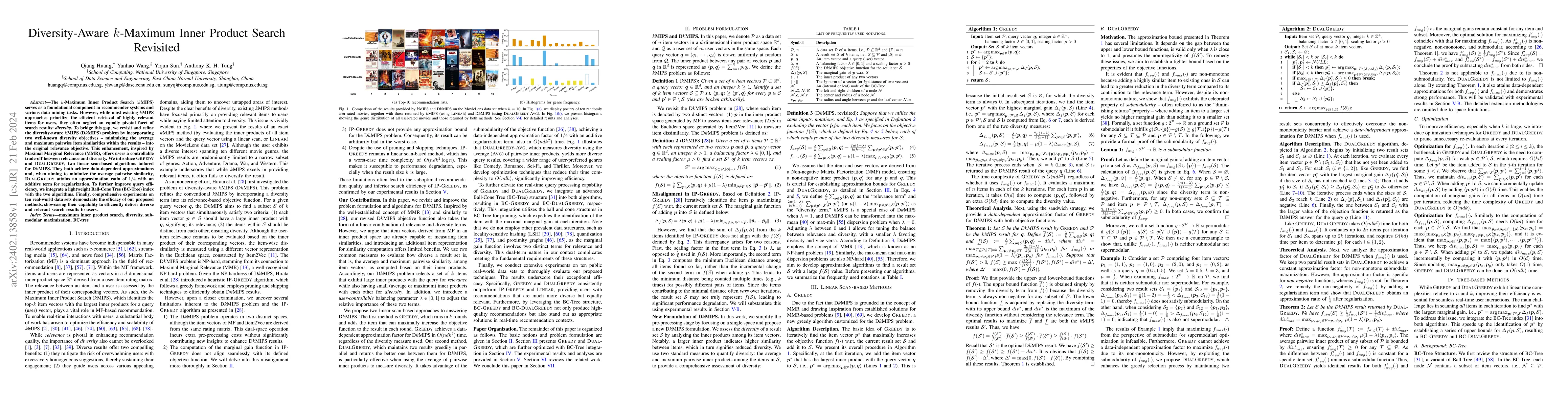Thumbnail for Diversity-Aware $k$-Maximum Inner Product Search Revisited