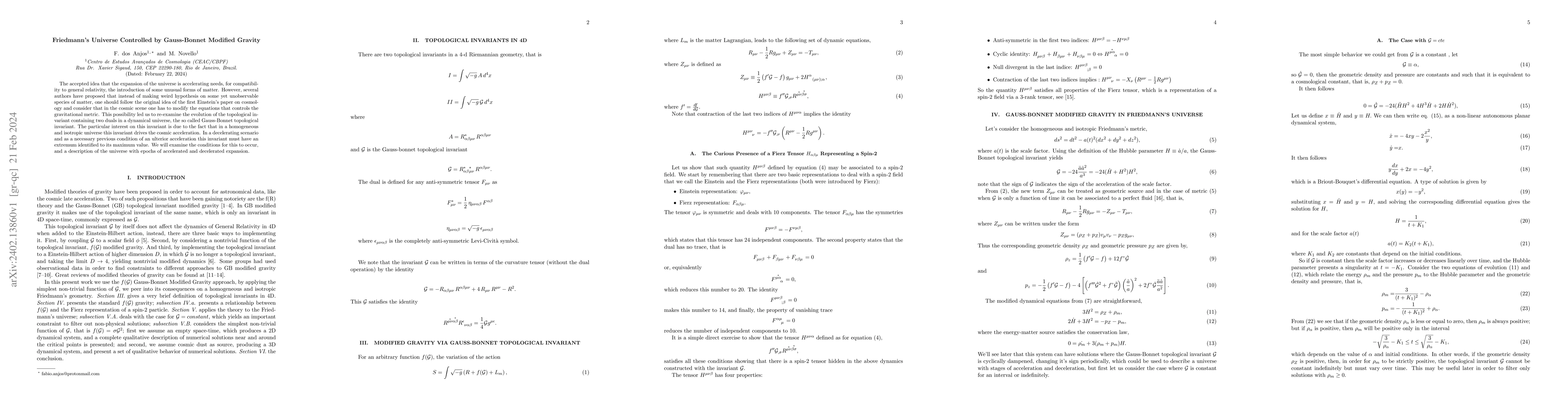 Thumbnail for Friedmann's Universe Controlled by Gauss-Bonnet Modified Gravity