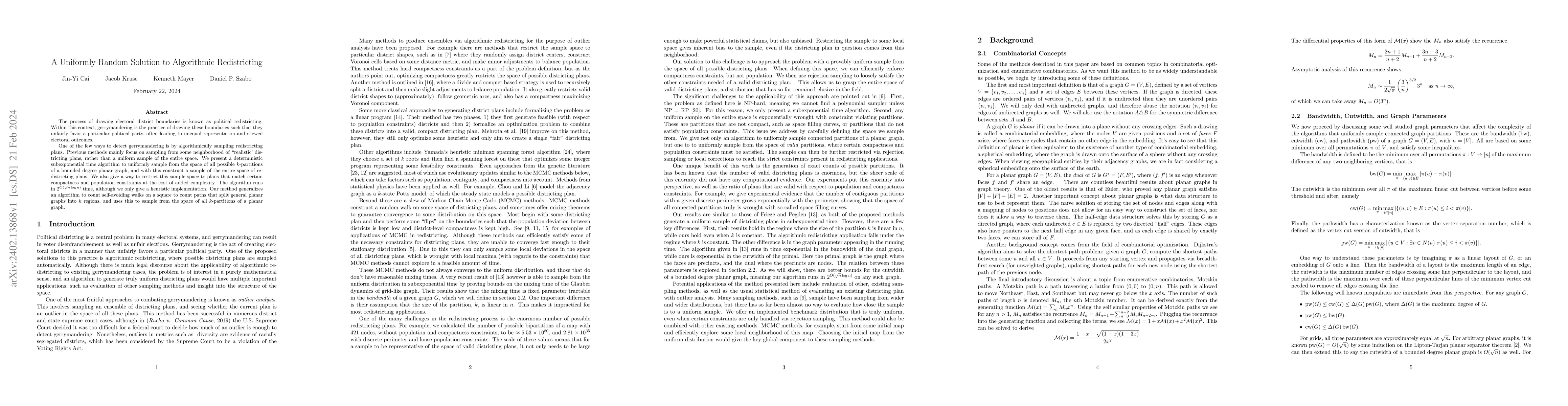 Thumbnail for A Uniformly Random Solution to Algorithmic Redistricting