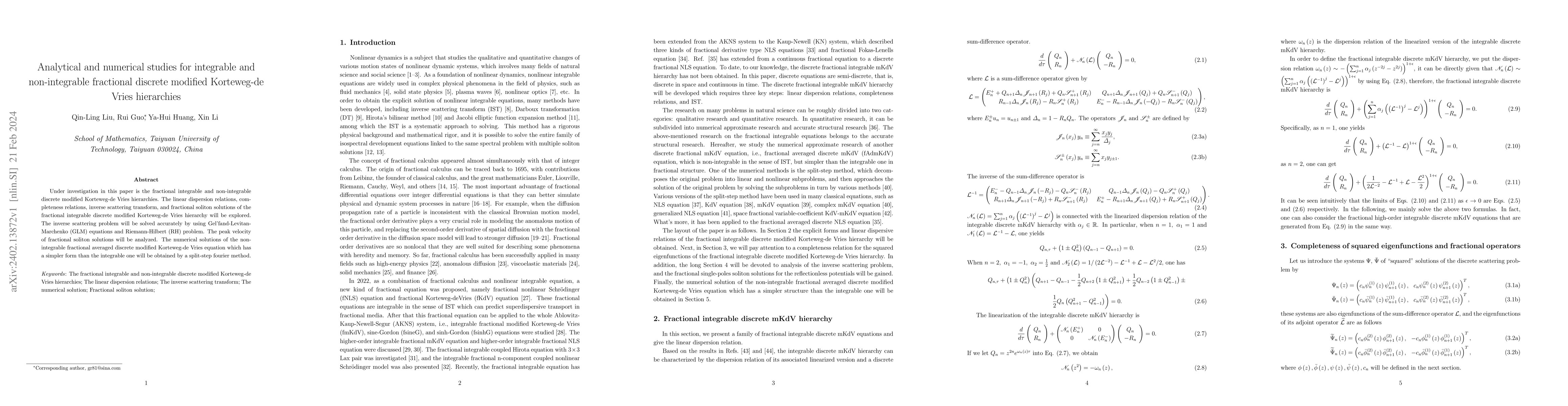 Thumbnail for Analytical and numerical studies for integrable and non-integrable
  fractional discrete modified Korteweg-de Vries hierarchies