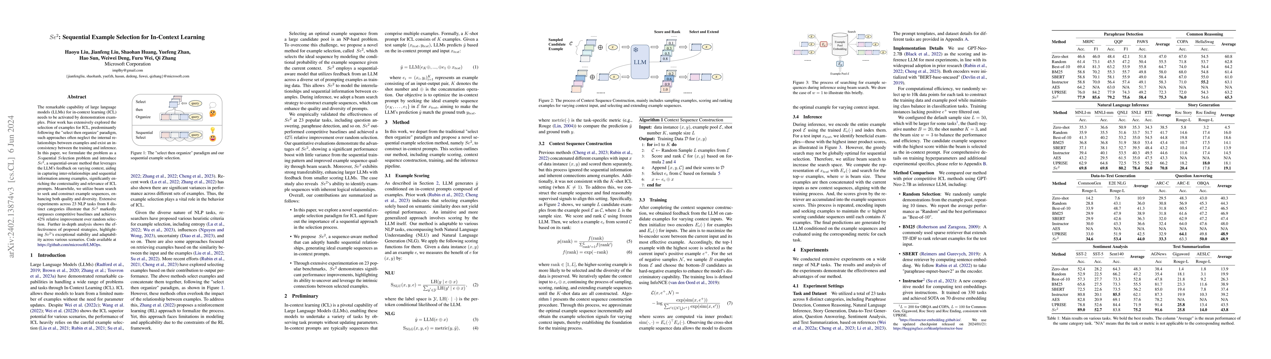 Thumbnail for $Se^2$: Sequential Example Selection for In-Context Learning