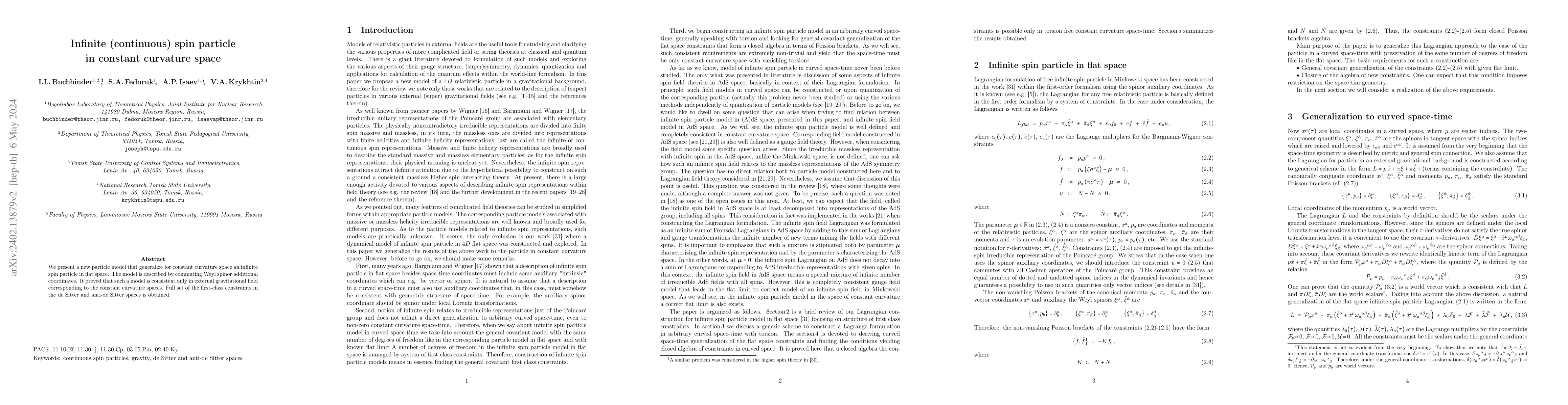 Thumbnail for Infinite (continuous) spin particle in constant curvature space